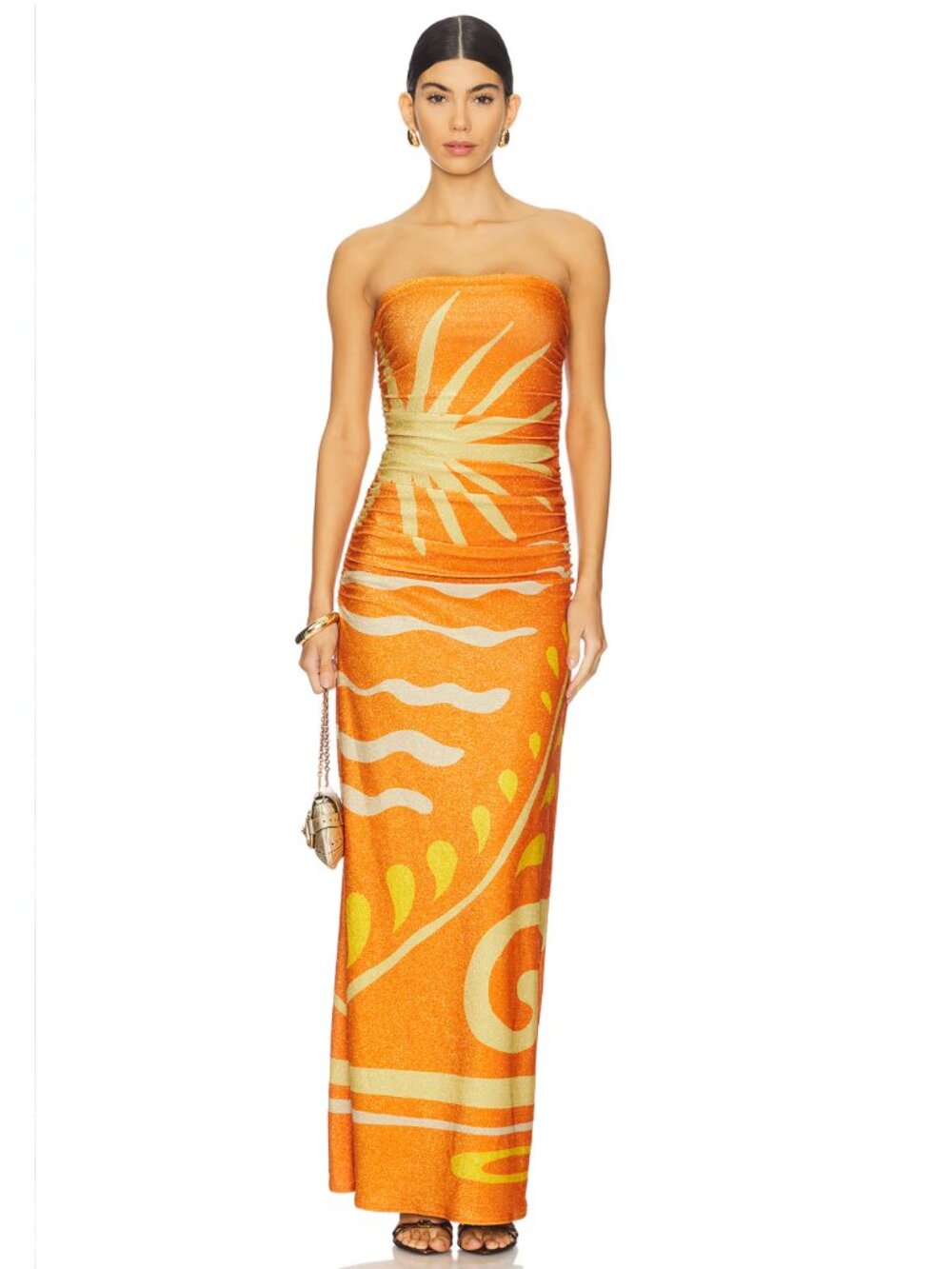 NEW Cala de la Cruz Daphne Maxi Dress Malibun Aranja Orange Strapless Sundress
